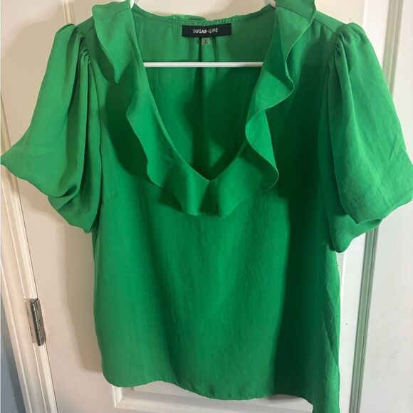 Sugarlips Green Ruffled Sailor Collar Blouse size small - Picture 2 of 4